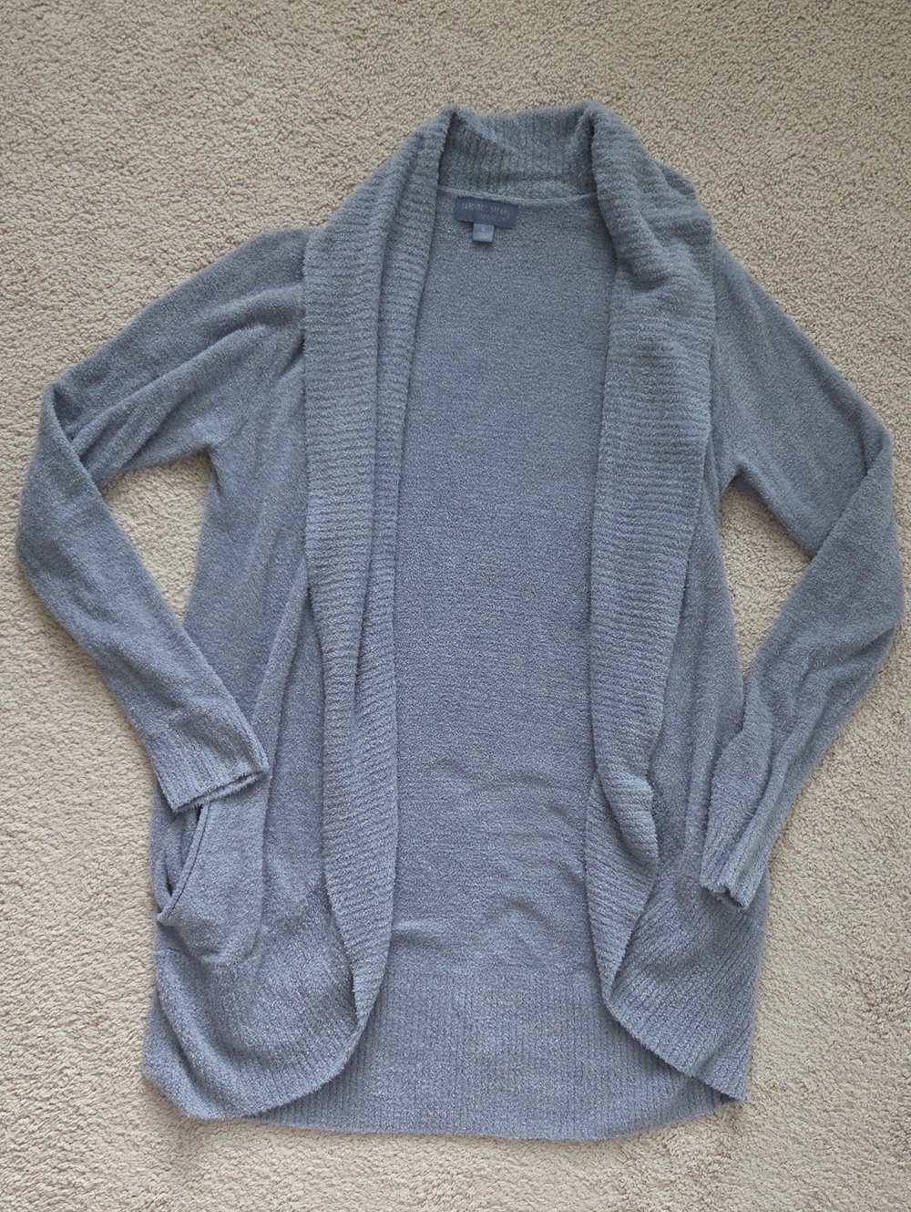 Barefoot Dreams Light Gray Open-Front Shawl Collar Cardigan